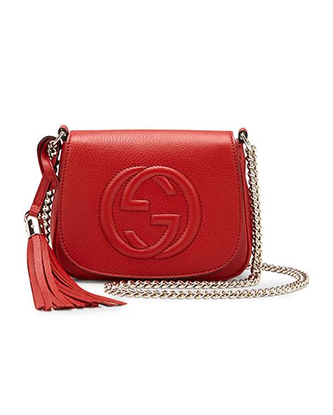 gucci soho leather chain crossbody bag red